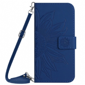 Leren Hoesje Voor Google Pixel 8 Pro Zonnebloem Met Schouderband