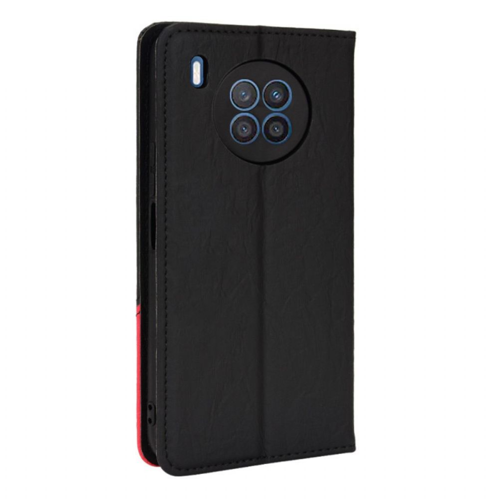 Bescherming Hoesje voor Huawei Nova 8i / Honor 50 Lite Folio-hoesje Schuin Tweekleurig Kunstleer
