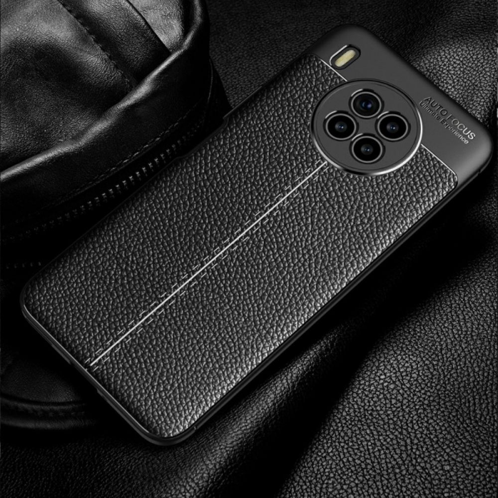 Hoesje voor Huawei Nova 8i / Honor 50 Lite Dubbele Lijn Litchi Leder Effect