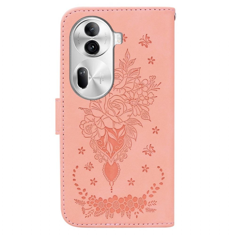 Folio-hoesje Oppo Reno 11 Pro 5g Telefoonhoesje Bloemmotief Met Riempje