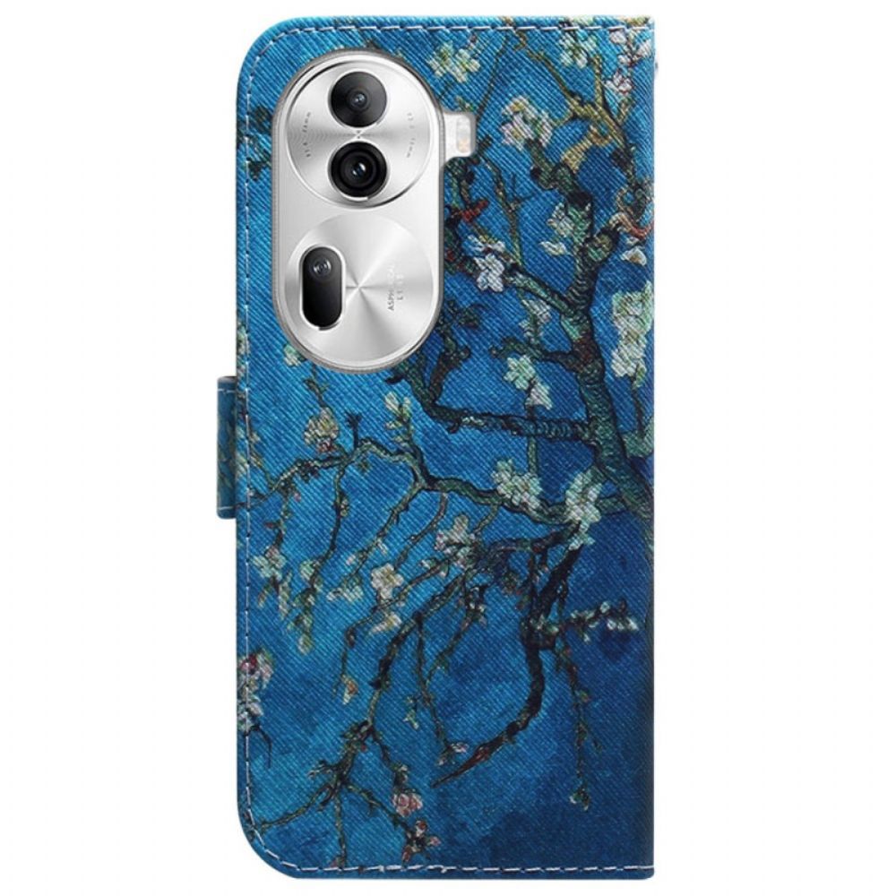 Leren Hoesje Oppo Reno 11 Pro 5g Abrikozenbloemen Bescherming Hoesje