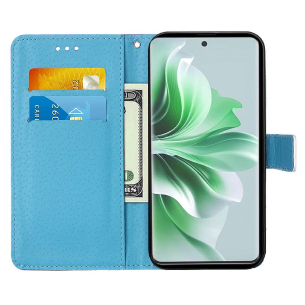 Leren Hoesje Oppo Reno 11 Pro 5g Vlinders En Harten Met Riempje Bescherming Hoesje