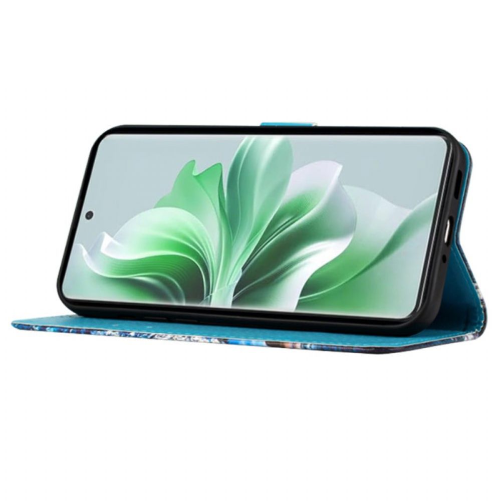 Leren Hoesje Oppo Reno 11 Pro 5g Vlinders En Harten Met Riempje Bescherming Hoesje