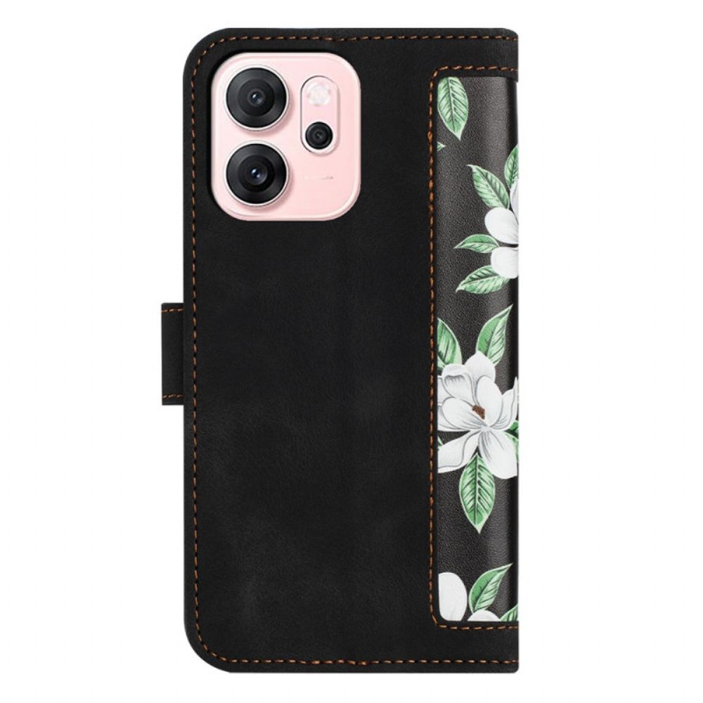 Bescherming Hoesje Oppo Reno 14 5g Bloemendesign Met Bandje