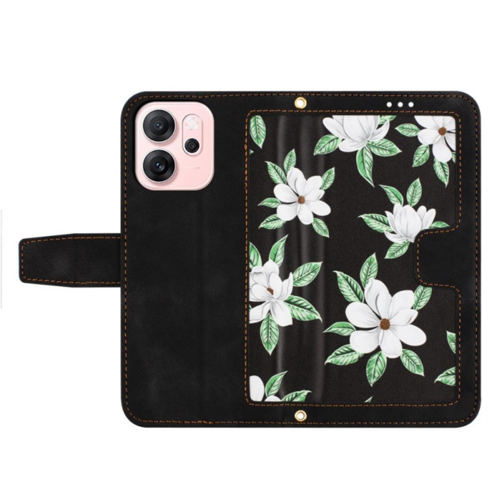 Bescherming Hoesje Oppo Reno 14 5g Bloemendesign Met Bandje