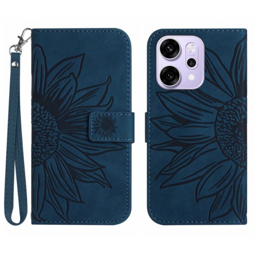 Bescherming Hoesje Oppo Reno 14 5g Zonnebloemprint Met Bandje