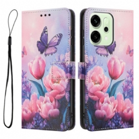 Flip Case Leren Oppo Reno 14 5g Bloemen