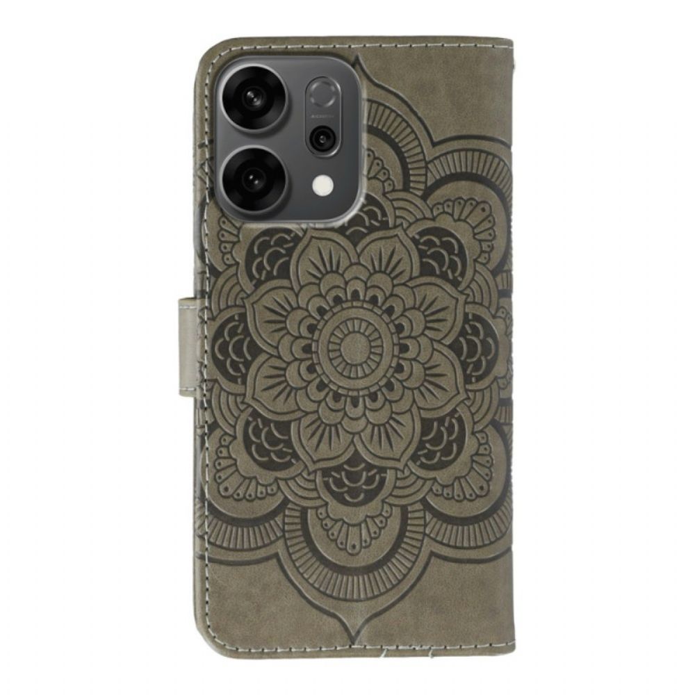Flip Case Leren Oppo Reno 14 5g Mandala En Strass-steentjes