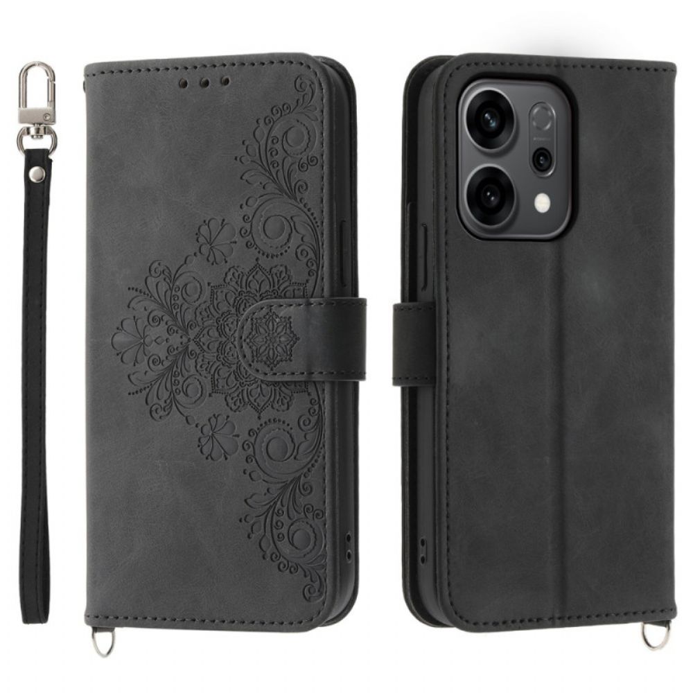 Folio-hoesje Oppo Reno 14 5g Bloemenpatroon En Bandjes
