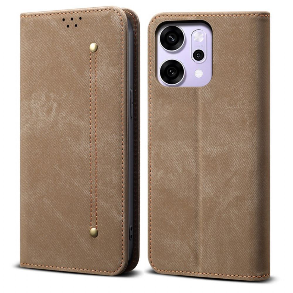 Folio-hoesje Oppo Reno 14 5g Denimstof Bescherming Hoesje