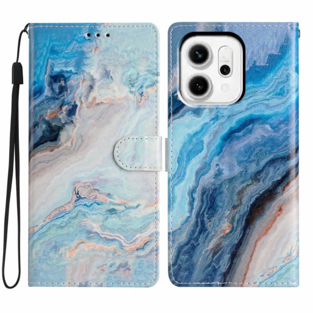 Folio-hoesje Oppo Reno 14 5g Telefoonhoesje Blauw Marmer