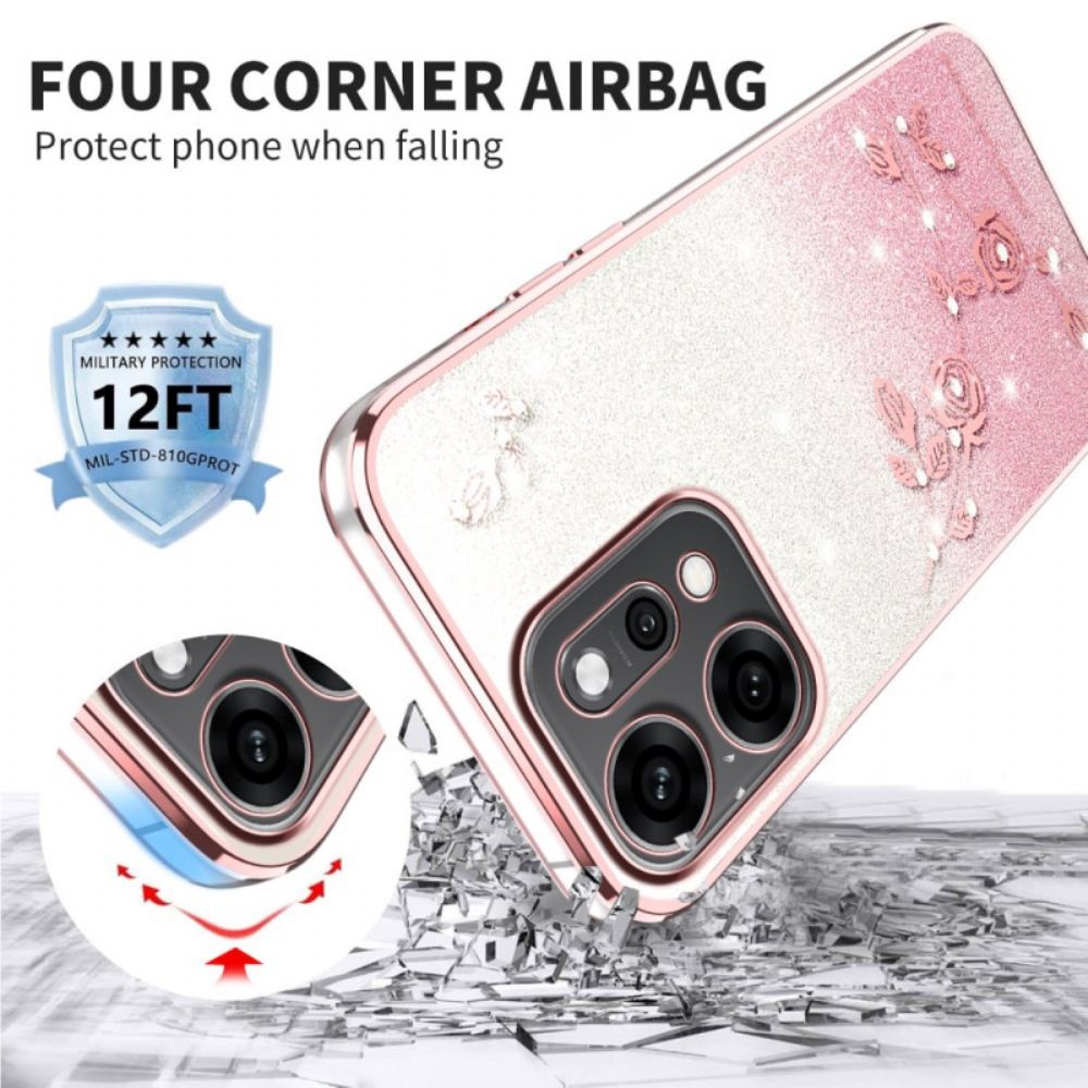 Hoesje Oppo Reno 14 5g Bloemen En Strass-steentjes