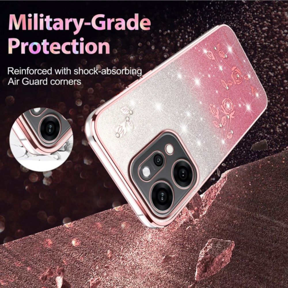 Hoesje Oppo Reno 14 5g Bloemen En Strass-steentjes