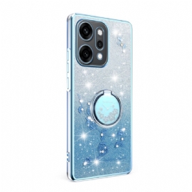 Hoesje Voor Oppo Reno 14 5g Bloemen En Strass-steentjes Met Ringhouder
