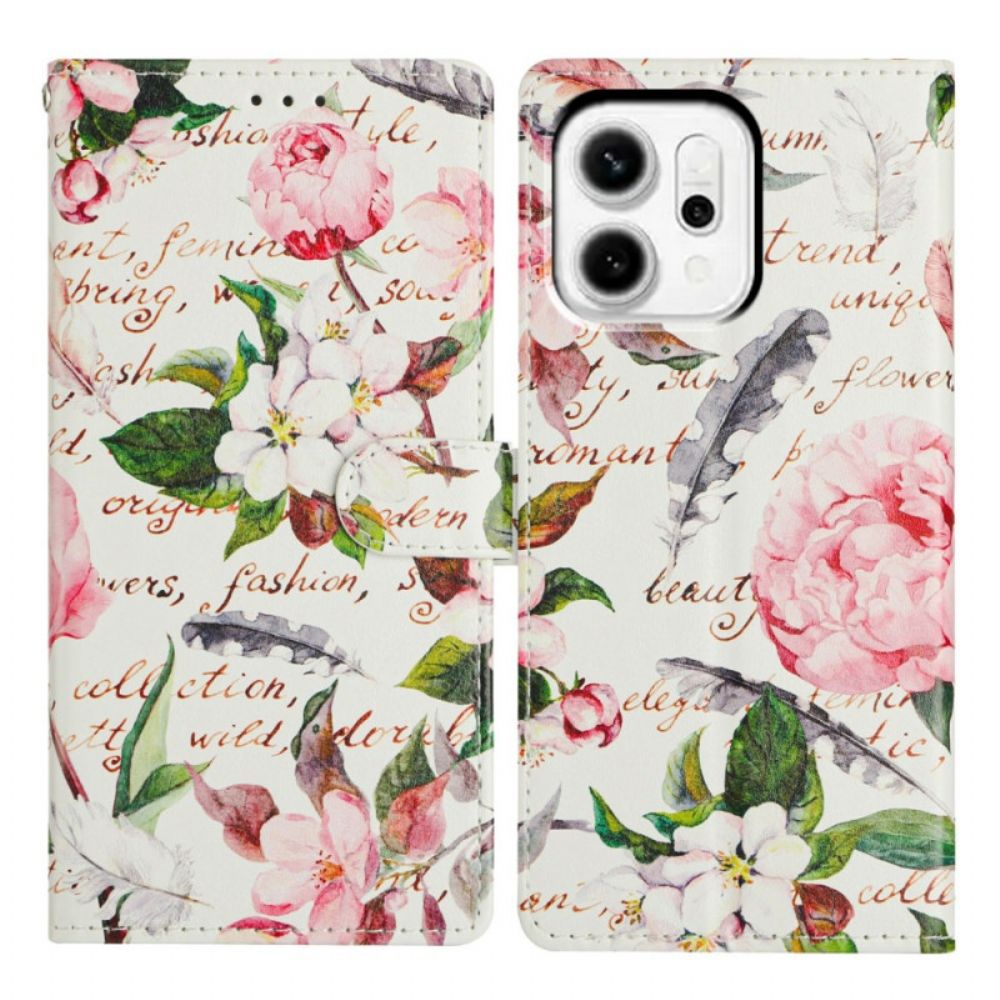 Leren Hoesje Oppo Reno 14 5g Bloemenpoëzie Bescherming Hoesje