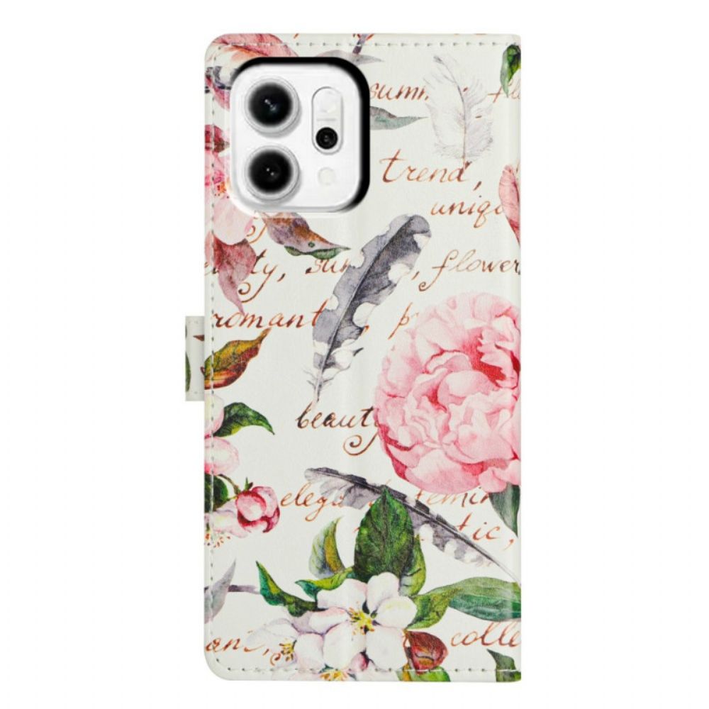 Leren Hoesje Oppo Reno 14 5g Bloemenpoëzie Bescherming Hoesje