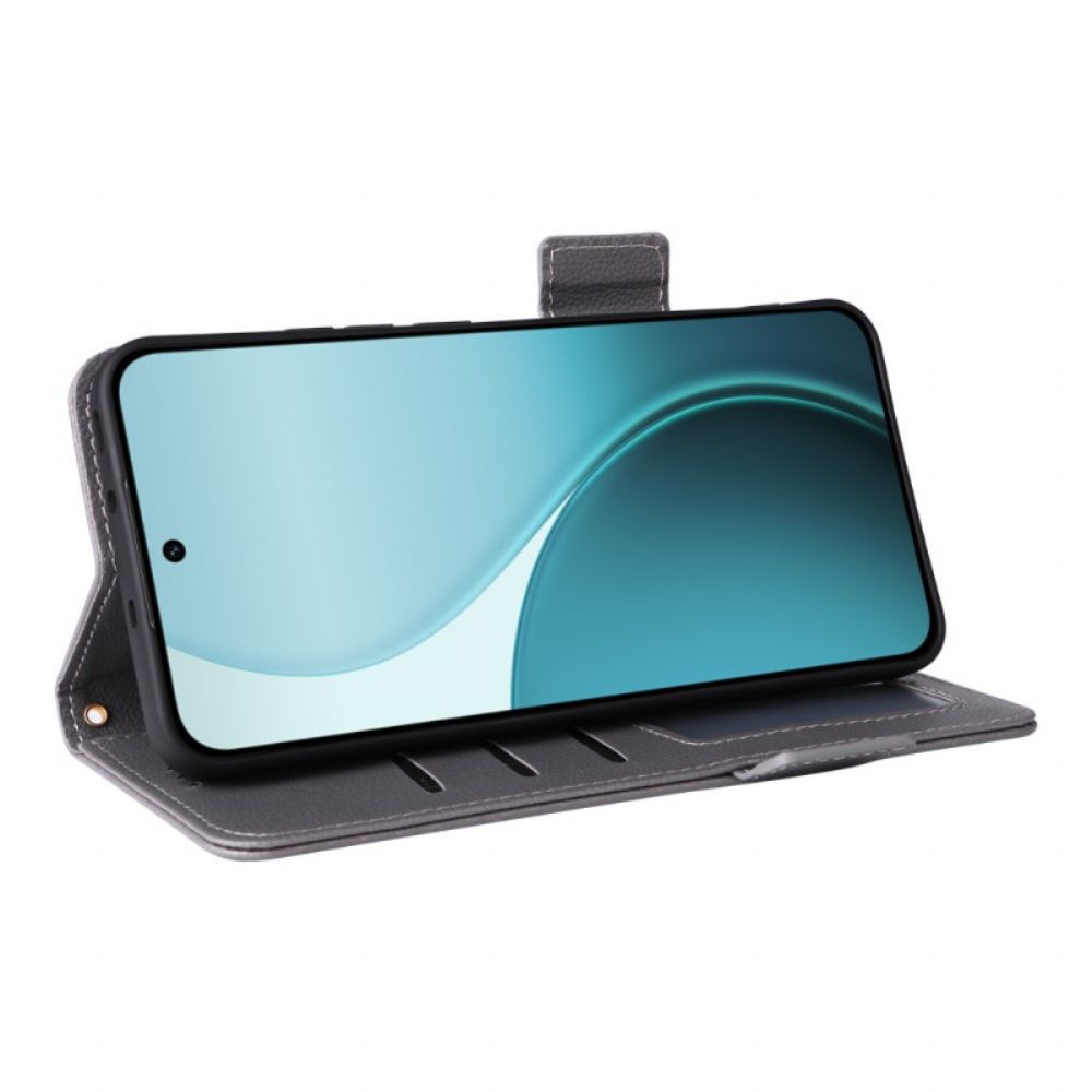 Leren Hoesje Oppo Reno 14 5g Gestructureerd Met Bandje Bescherming Hoesje