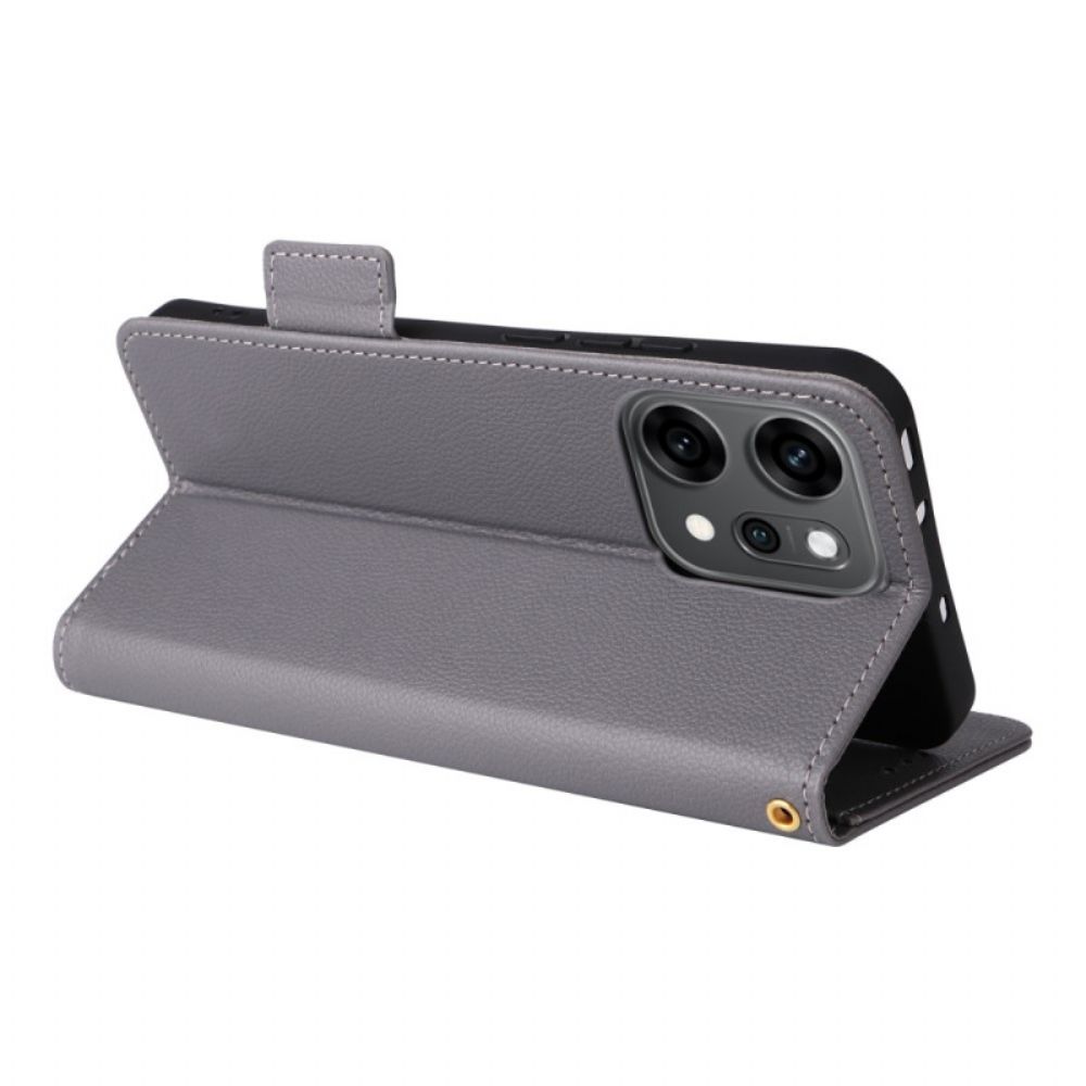 Leren Hoesje Oppo Reno 14 5g Gestructureerd Met Bandje Bescherming Hoesje