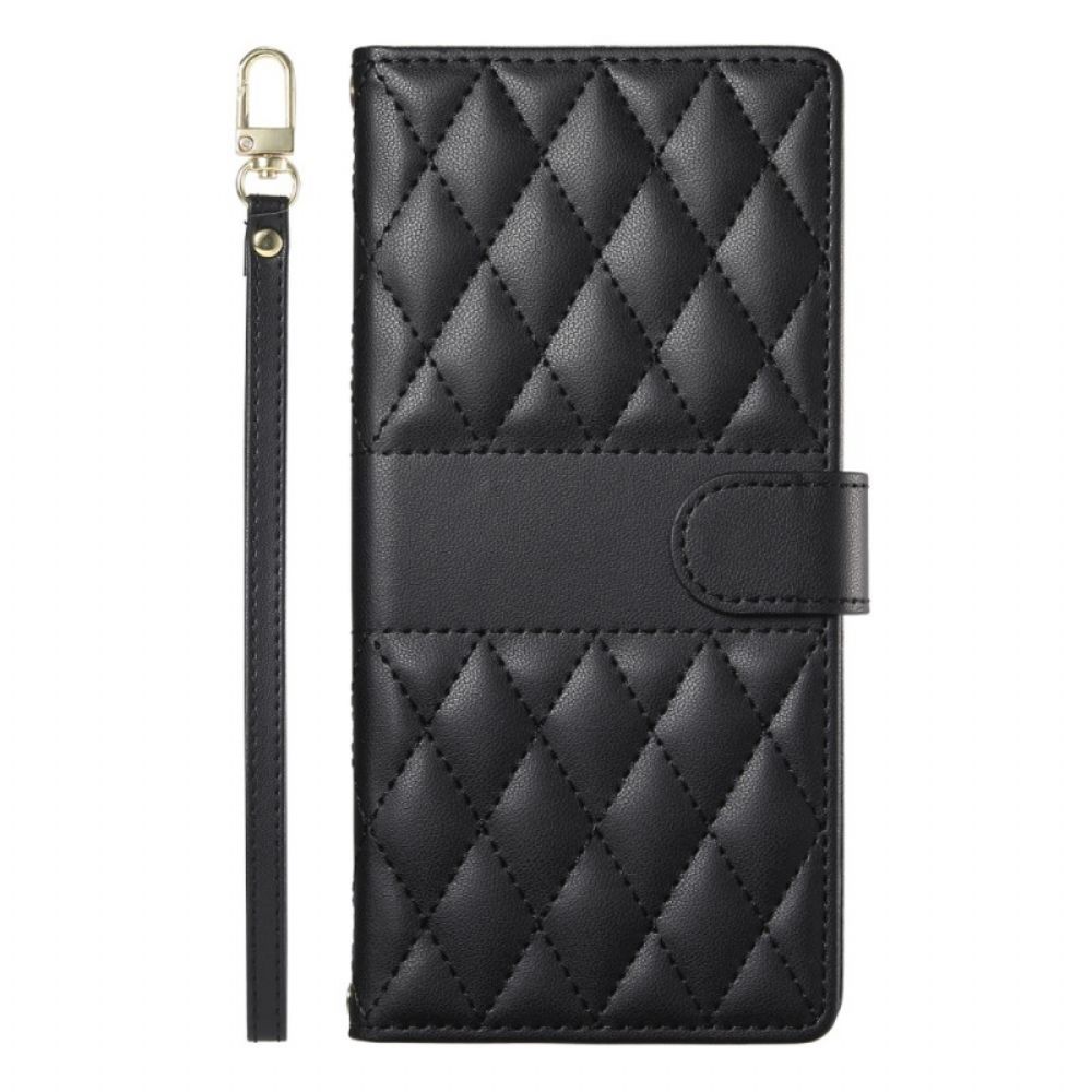 Leren Hoesje Oppo Reno 14 5g Gewatteerd Stijl Met Riem En Schouderriem Bescherming Hoesje