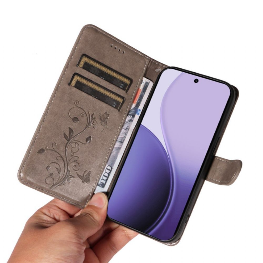 Leren Hoesje Oppo Reno 14 5g Kleine Bloemen