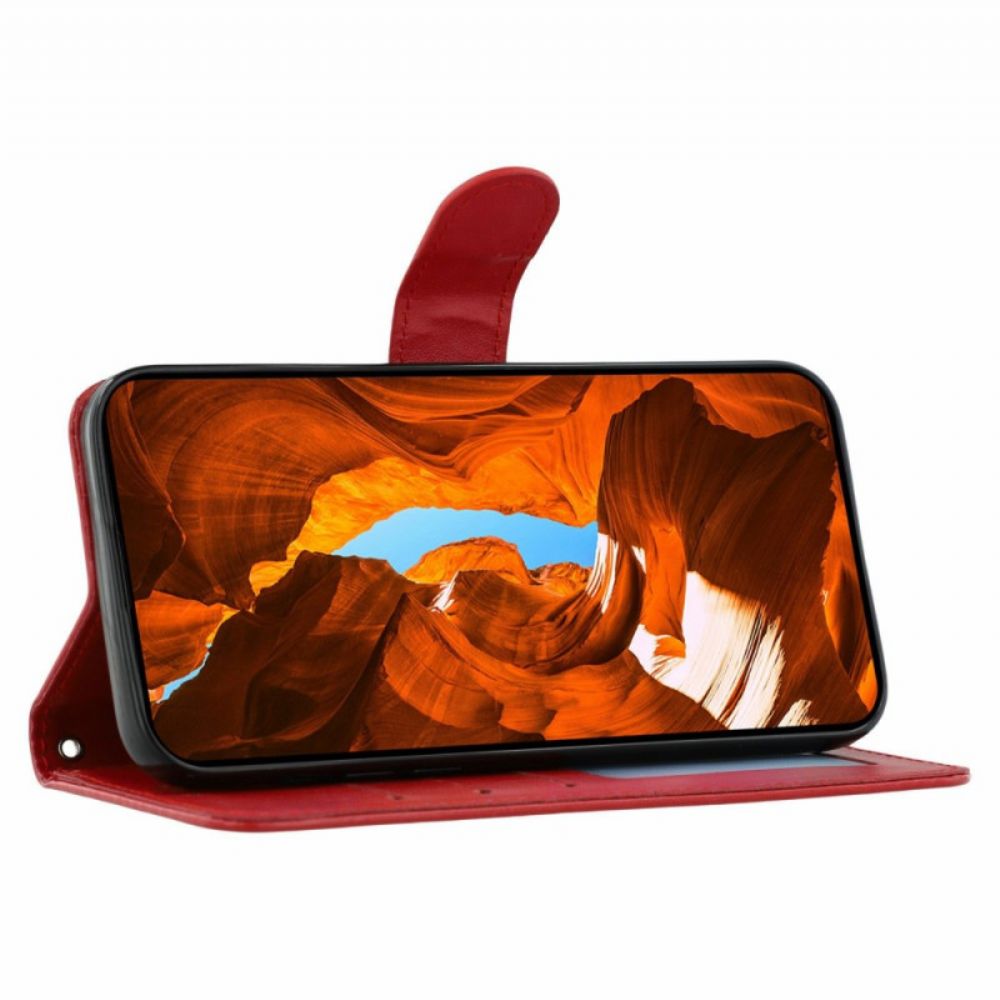 Leren Hoesje Oppo Reno 14 5g Leerlook Met Bandje Bescherming Hoesje