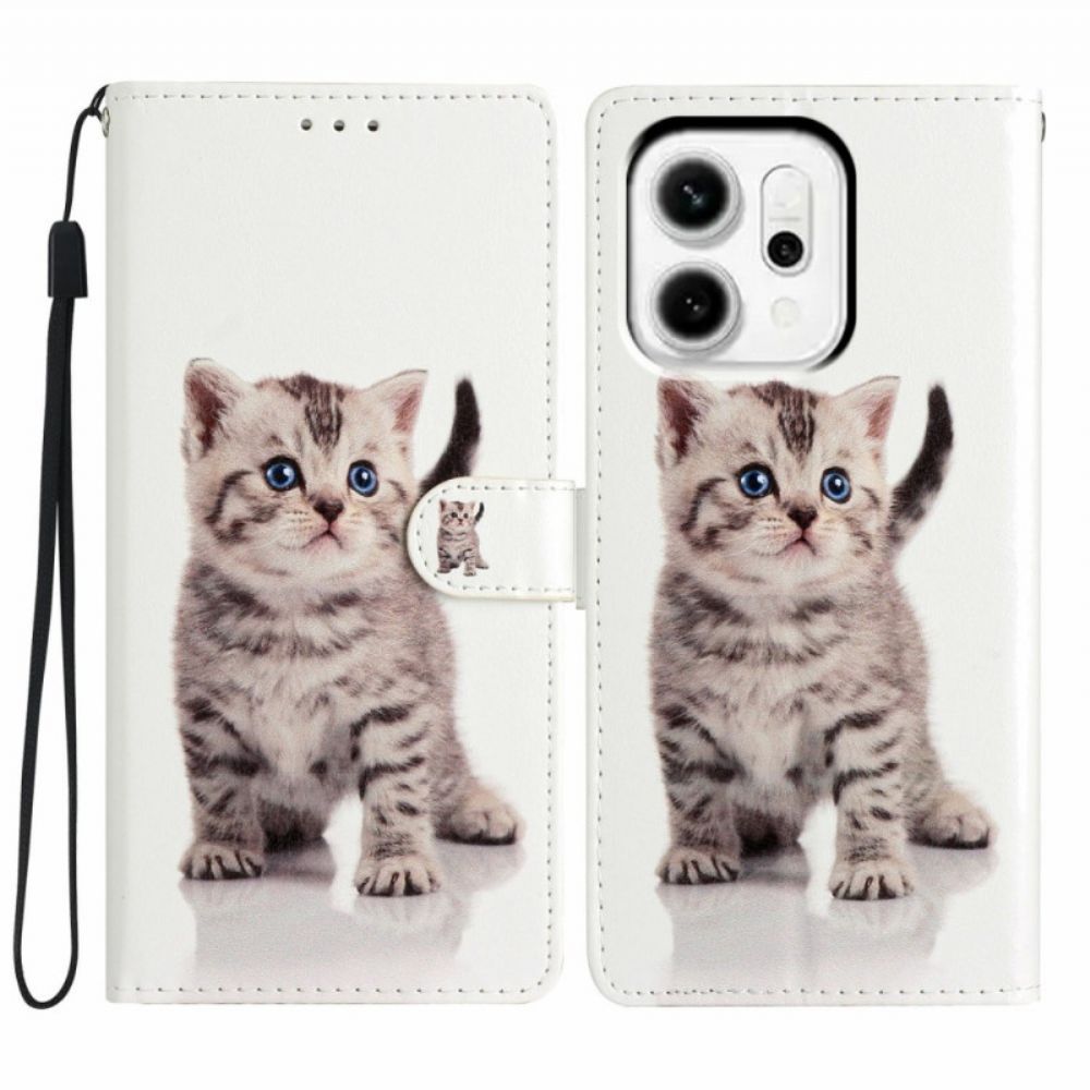 Leren Hoesje Oppo Reno 14 5g Schattige Kat Bescherming Hoesje