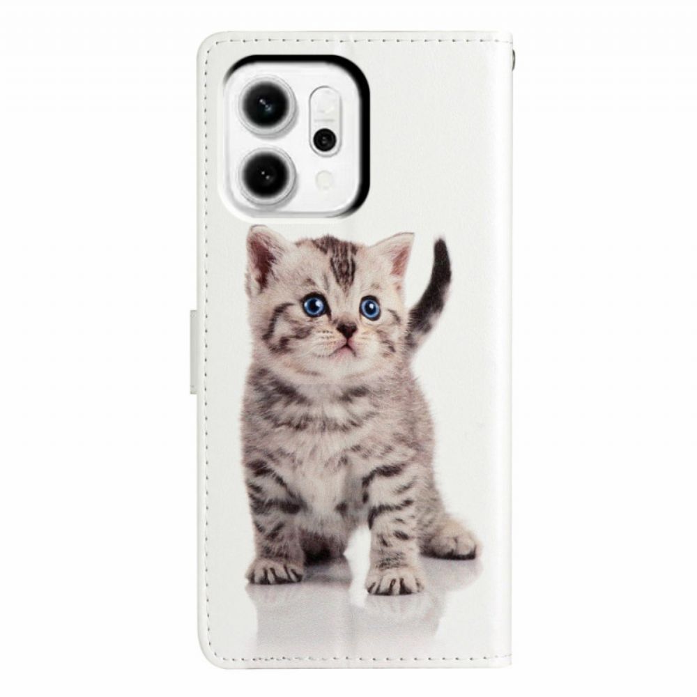 Leren Hoesje Oppo Reno 14 5g Schattige Kat Bescherming Hoesje