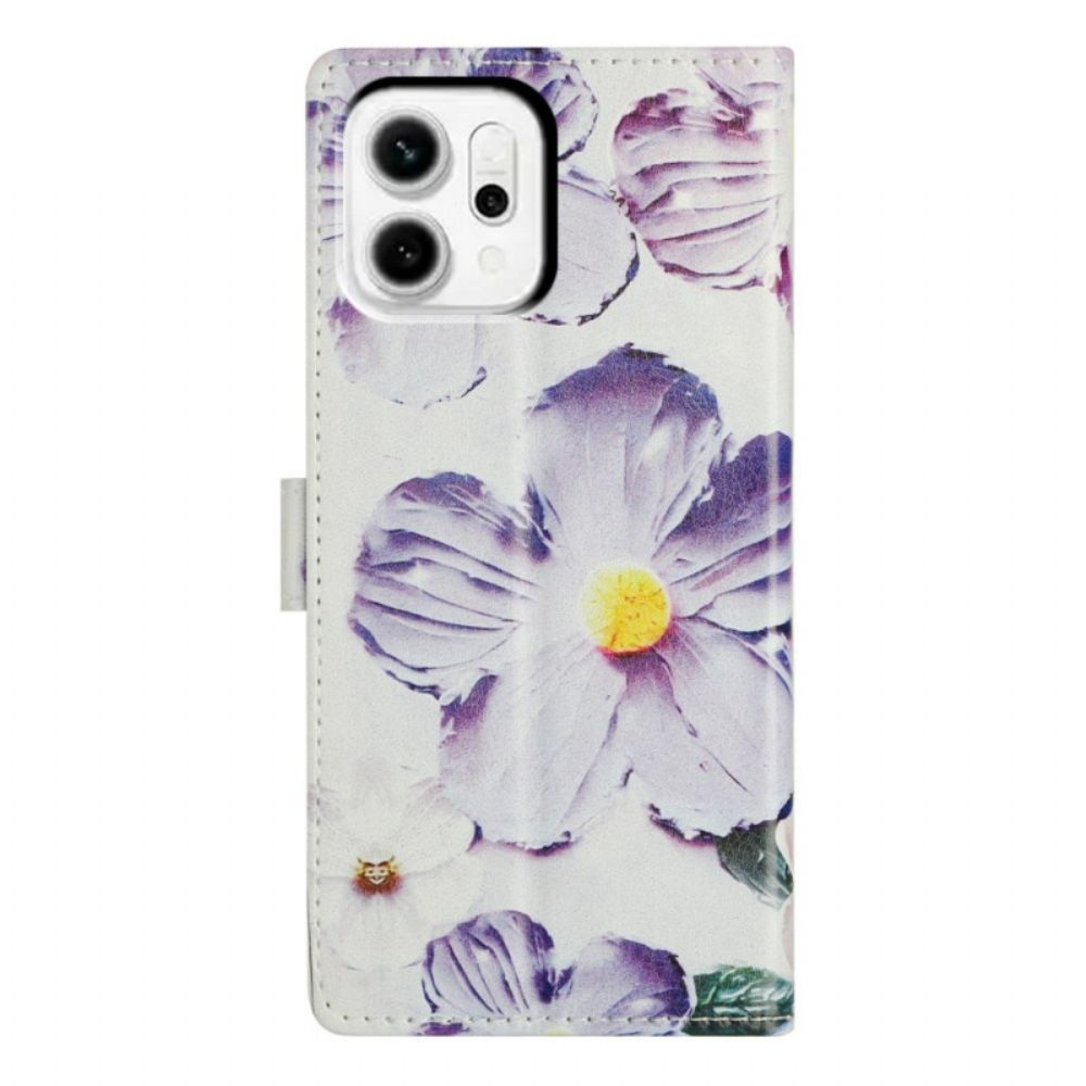 Leren Hoesje Oppo Reno 14 5g Vintage Bloemen Bescherming Hoesje