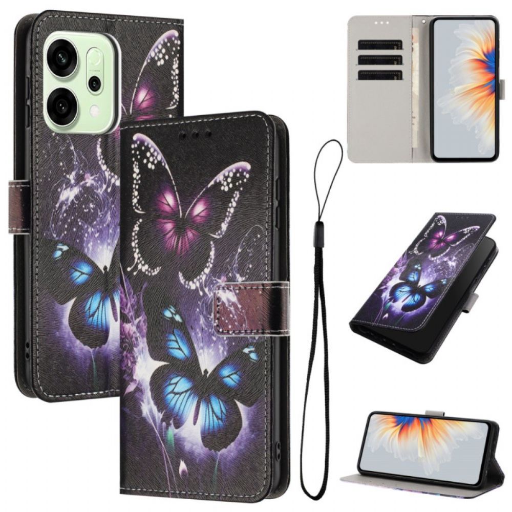 Leren Hoesje Oppo Reno 14 5g Vlinders Bescherming Hoesje