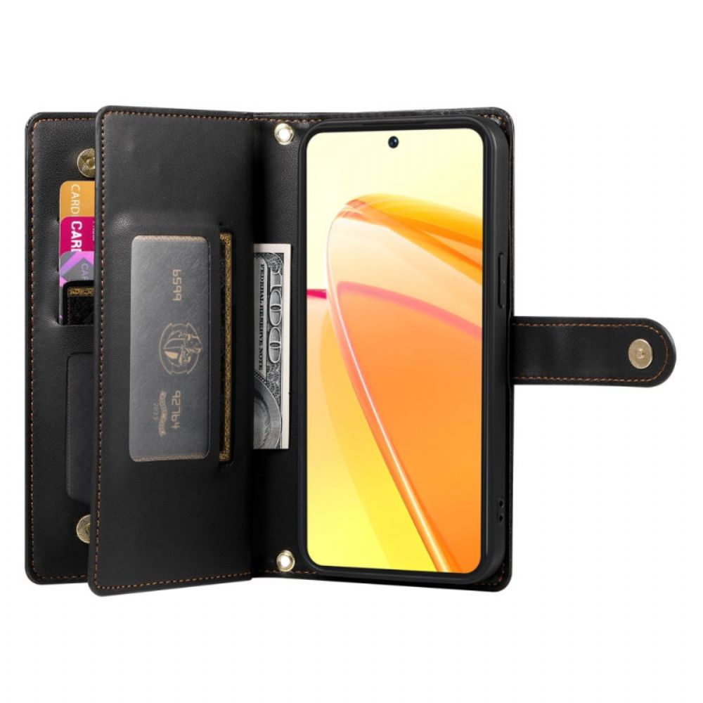 Leren Hoesje Oppo Reno 14 5g Zakje Met Rits En Riempjes