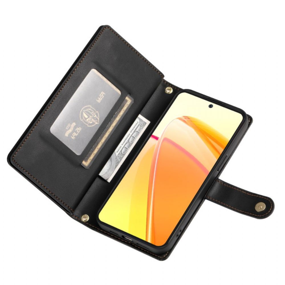 Leren Hoesje Oppo Reno 14 5g Zakje Met Rits En Riempjes