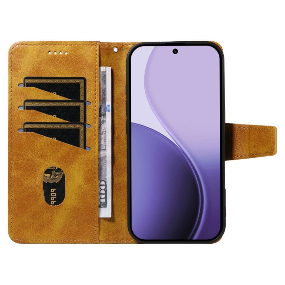 Leren Hoesje Voor Oppo Reno 14 5g Diamanten Rand