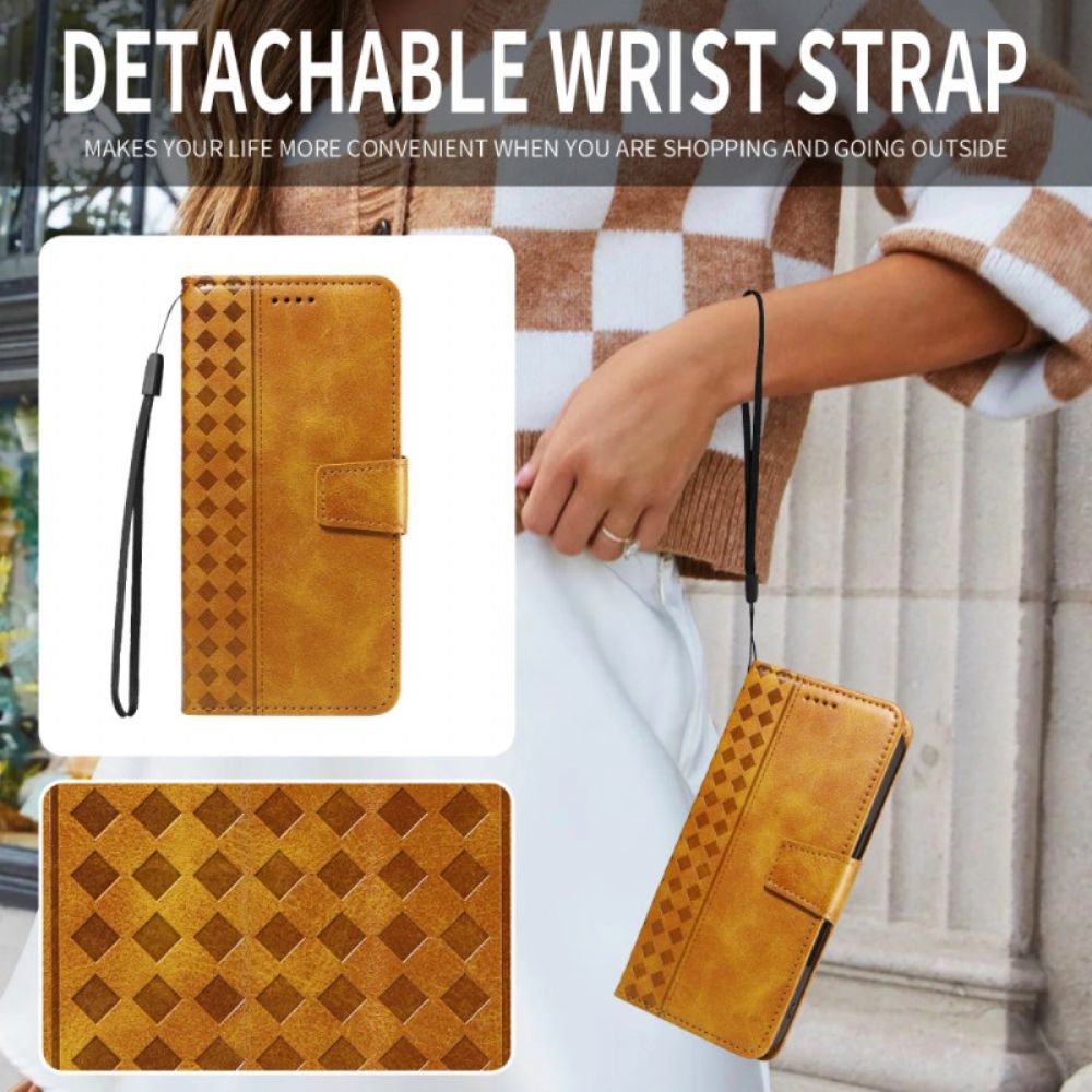 Leren Hoesje Voor Oppo Reno 14 5g Diamanten Rand