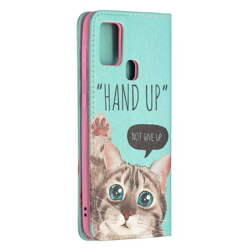 Bescherming Hoesje voor Samsung Galaxy A21s Folio-hoesje Hand Omhoog