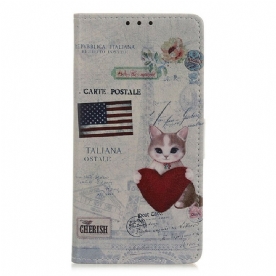 Flip Case voor Samsung Galaxy A21s Reizende Kat