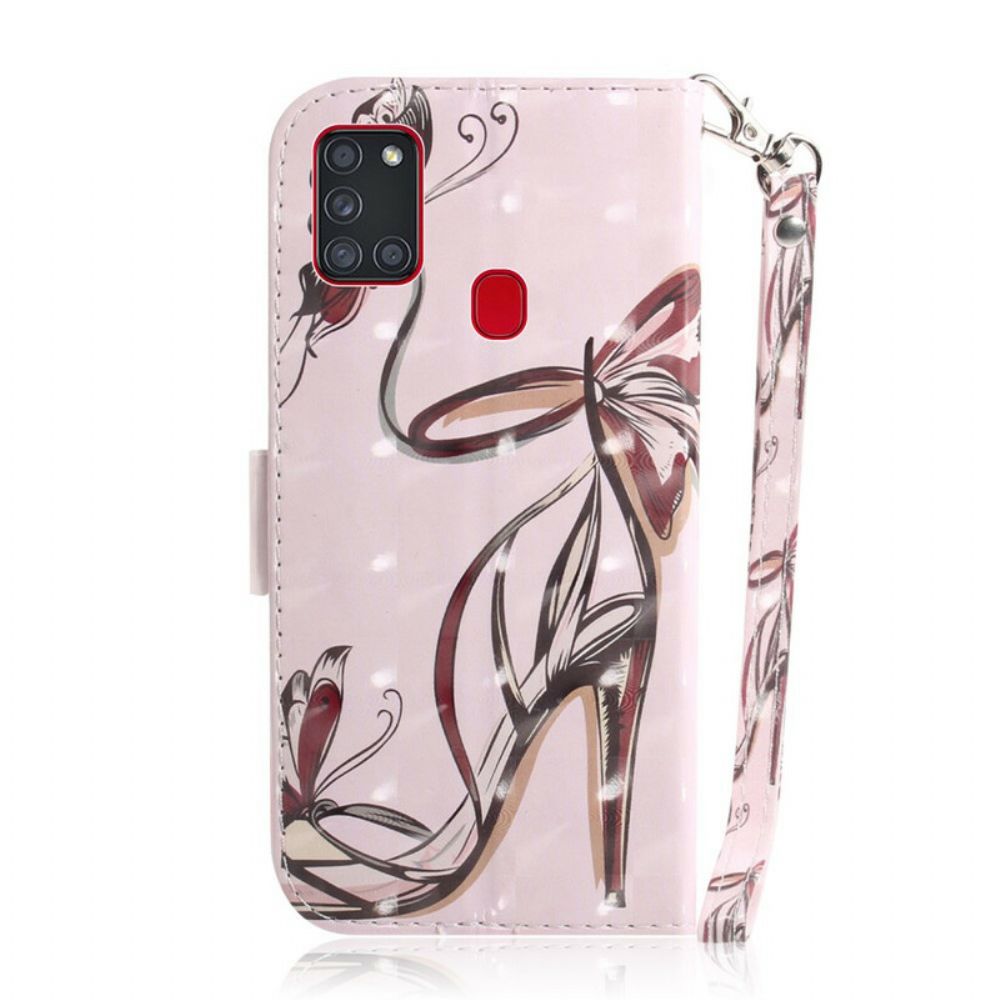 Folio-hoesje voor Samsung Galaxy A21s Met Ketting Bandpomp