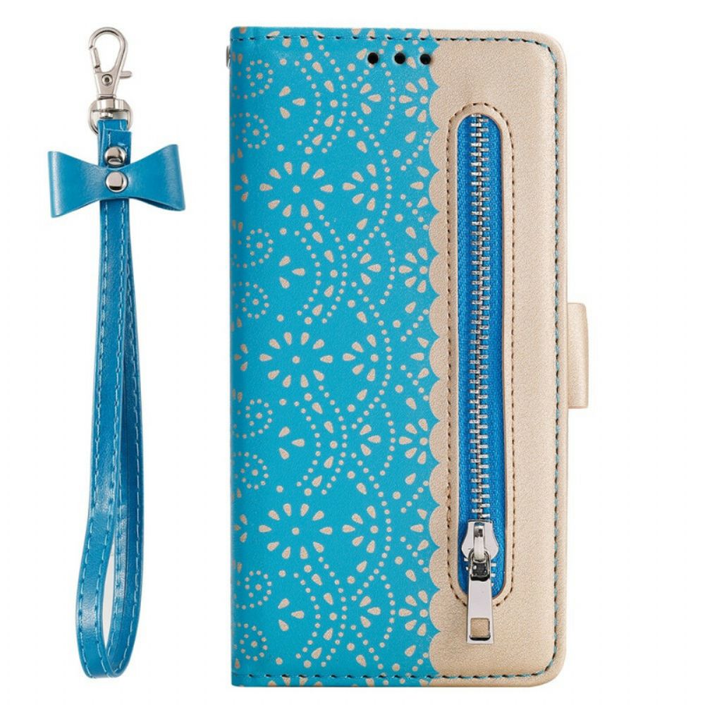 Folio-hoesje voor Samsung Galaxy A21s Met Ketting Portemonnee Met Veters En Bandjes