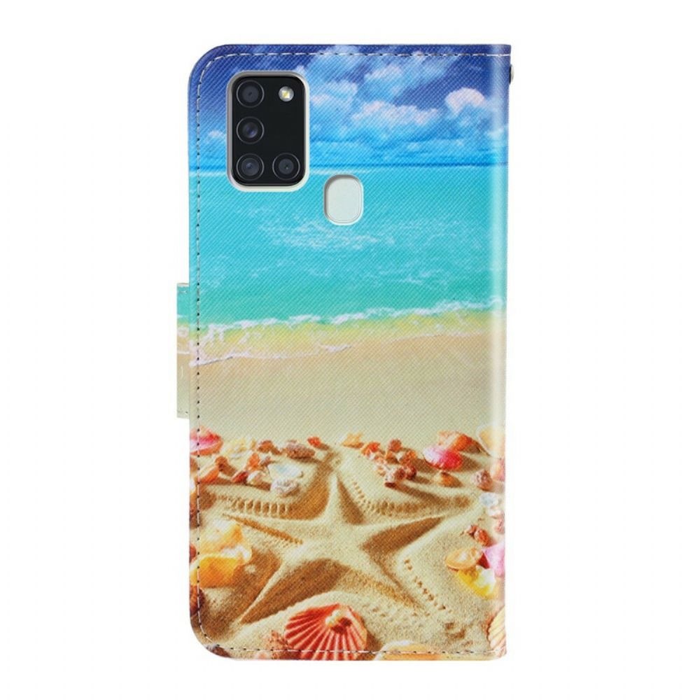 Folio-hoesje voor Samsung Galaxy A21s Met Ketting Thongstrand