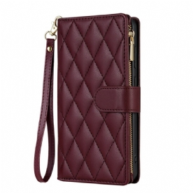 Flip Case Leren Samsung Galaxy S26 Gewatteerd Met Verstelbare Schouderband