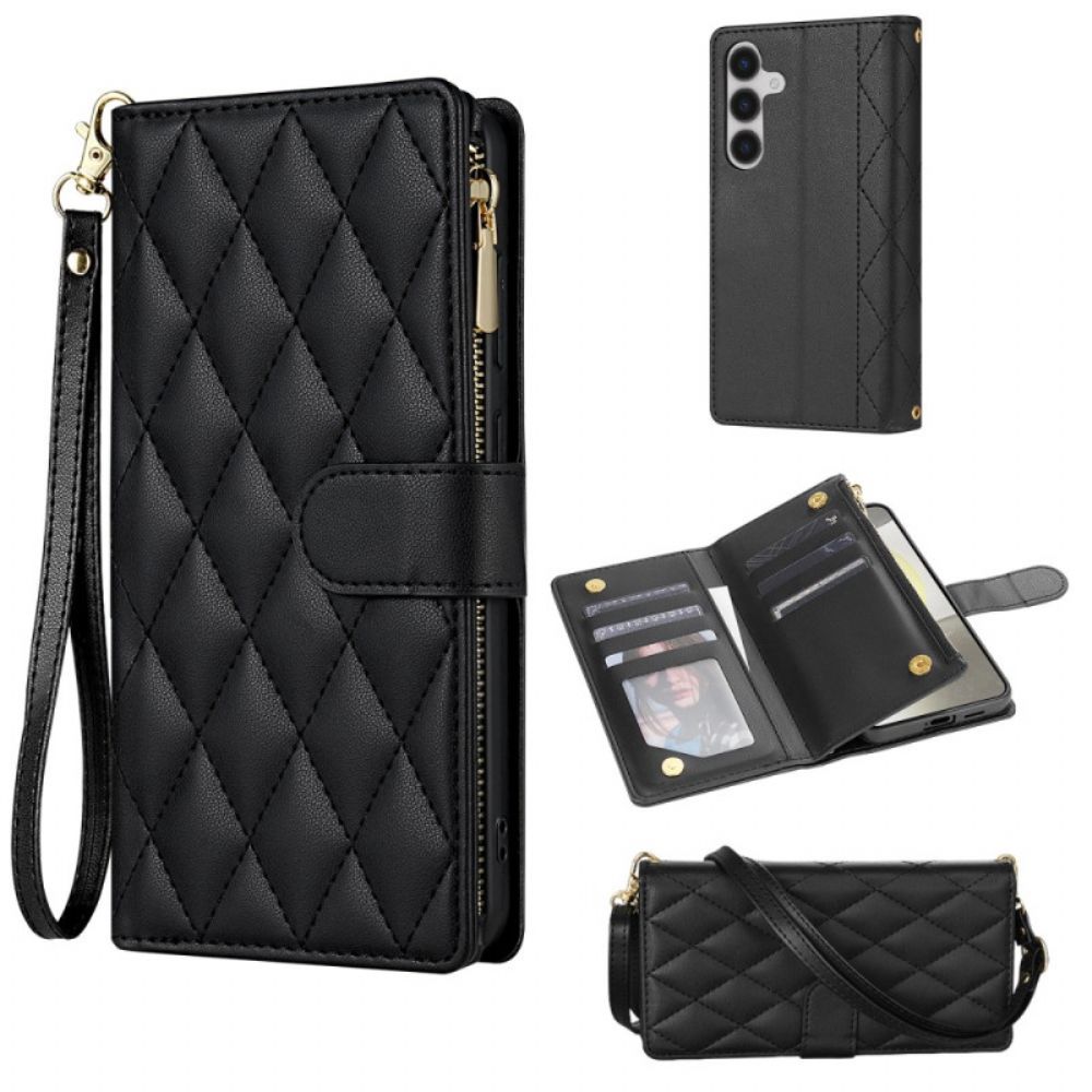 Flip Case Leren Samsung Galaxy S26 Gewatteerd Met Verstelbare Schouderband