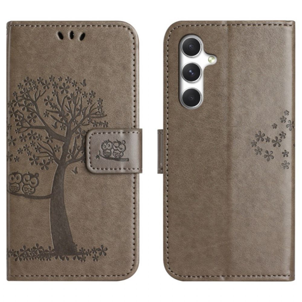 Flip Case Leren Samsung Galaxy S26 Uil En Boom Ontwerp