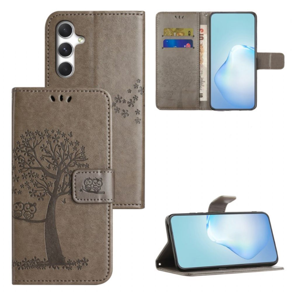 Flip Case Leren Samsung Galaxy S26 Uil En Boom Ontwerp