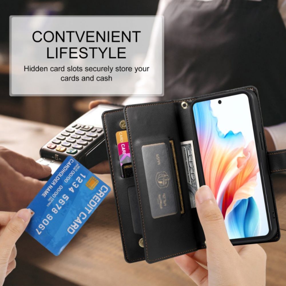 Flip Case Leren Samsung Galaxy S26 Vak Met Rits En Schouderbanden