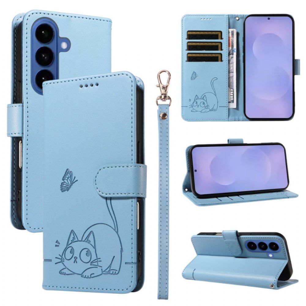 Folio-hoesje Samsung Galaxy S26 Kattenpootafdruk Met Bandje