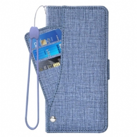Folio-hoesje Samsung Galaxy S26 Telefoonhoesje Met Denimtextuur En Draaibare Kaarthouder