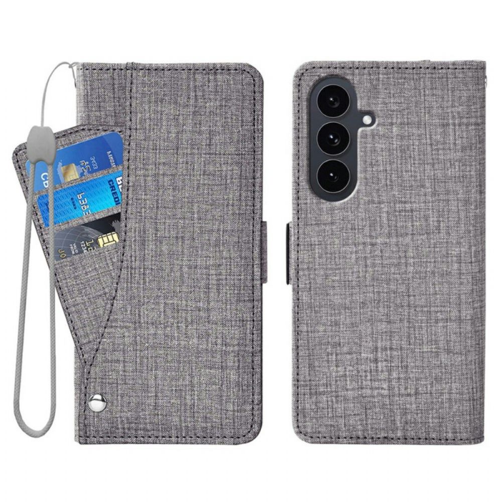 Folio-hoesje Samsung Galaxy S26 Telefoonhoesje Met Denimtextuur En Draaibare Kaarthouder