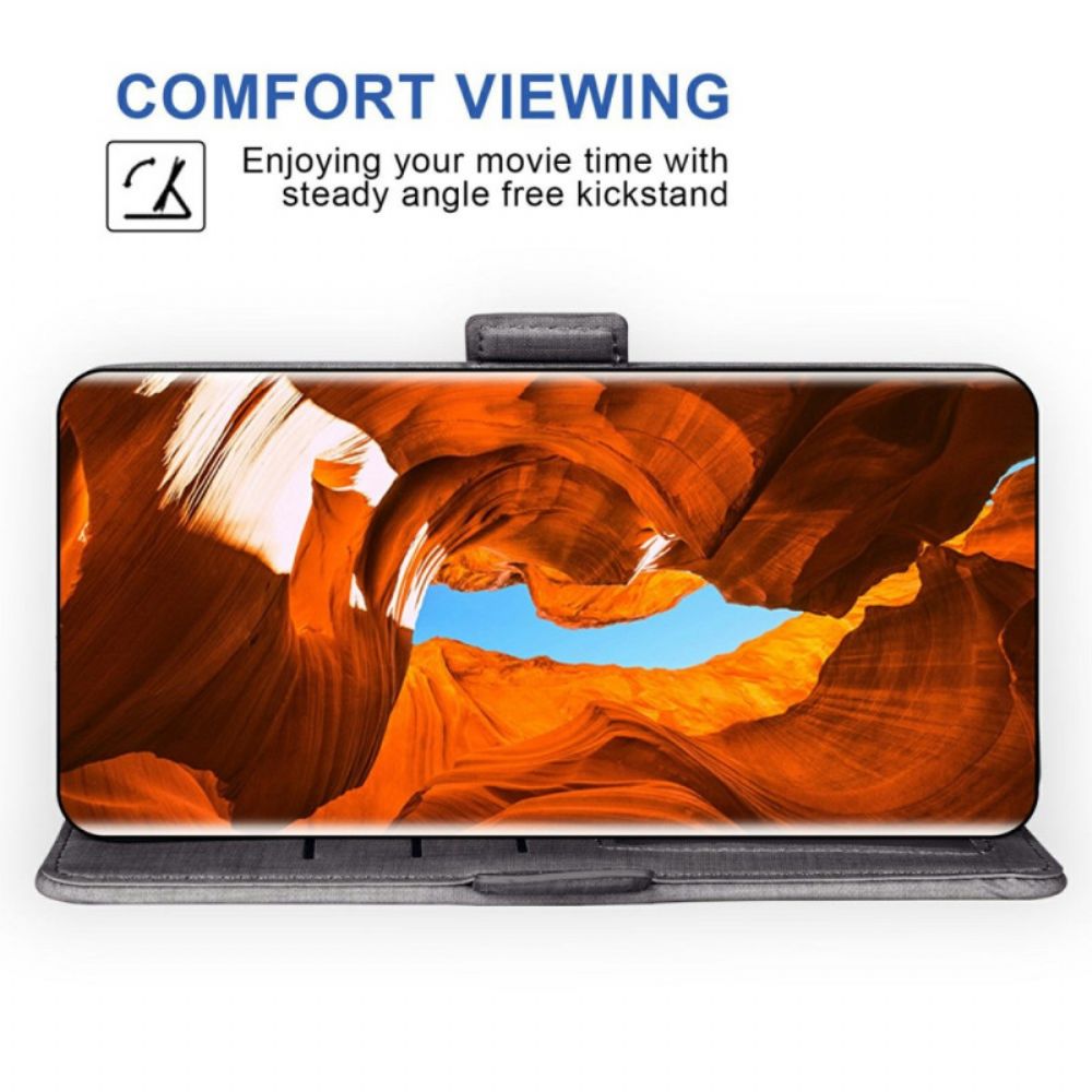 Folio-hoesje Samsung Galaxy S26 Telefoonhoesje Met Denimtextuur En Draaibare Kaarthouder