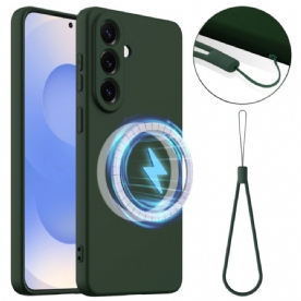 Hoesje Samsung Galaxy S26 Magnetische Portemonnee Van Vloeibare Siliconen