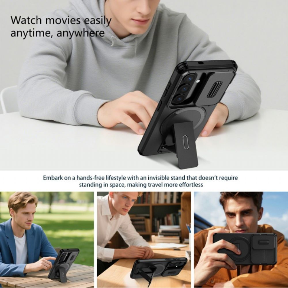 Hoesje Samsung Galaxy S26 Schuifbare Magnetische Standaard En Cameracover Bescherming Hoesje