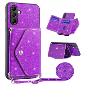 Hoesje Voor Samsung Galaxy S26 Glitter Kaarthouder En Schouderband